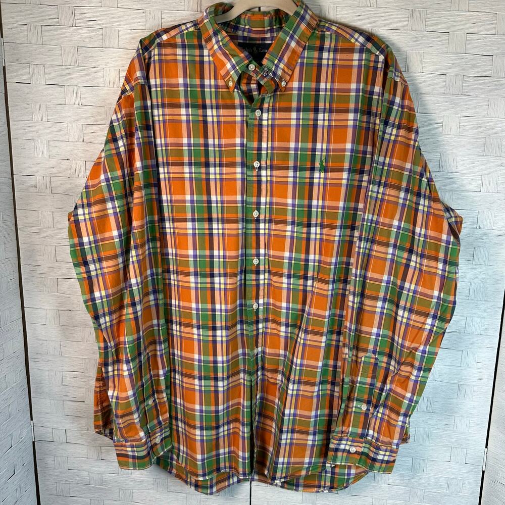 Ralph Lauren plaid men's shirt, button-down cotton spring